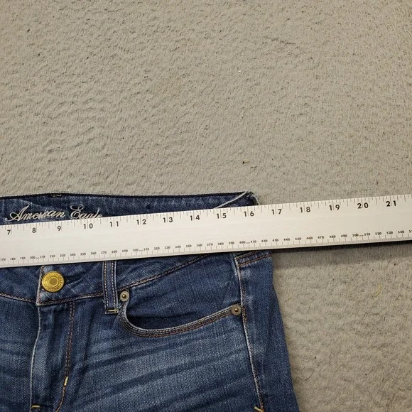 American Eagle Outfitters Skinny Jeans Womens 6 Blue‎ Denim Stretch Whiskered - Picture 6 of 10